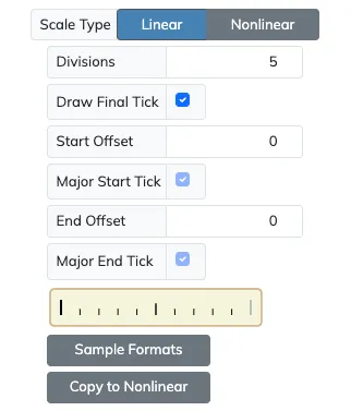 Tickmarks Arc linear