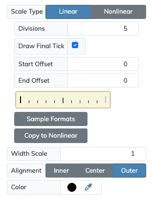 Tickmarks Arc linear