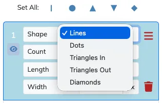 Linear/nonlinear tick shapes selection