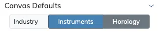 Canvas defaults selector