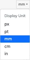 Settings unit selector